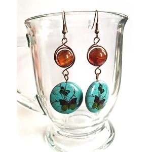 Turquoise Butterfly Earrings Handmade Jewelry